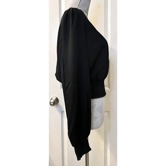 JOIE Women’s Embroidered Lace Blouse Top LS V Neck Cropped M Y2k Peasant Chic - Picture 6 of 9